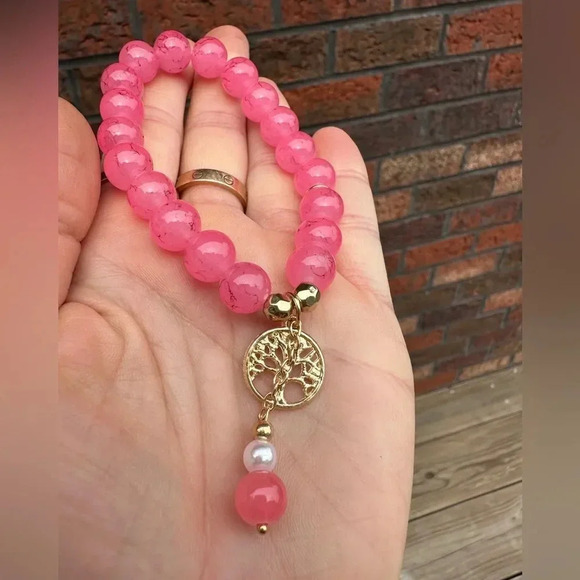 Pink Tree Life Beads Bracelet - Picture 3 of 6